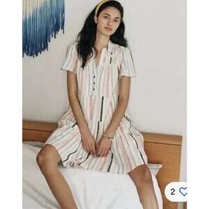 Anthropologie Dress Size Large Pintuck Georgina Tiered Multicolor Knee Length